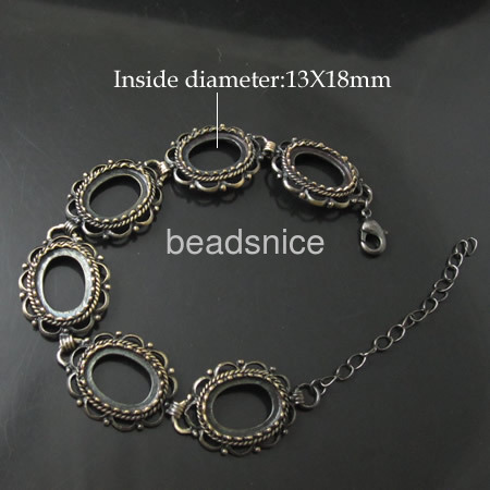 Handmade Jewelry Brass Bracelet, Nickel Free, Lead Safe,Oval,